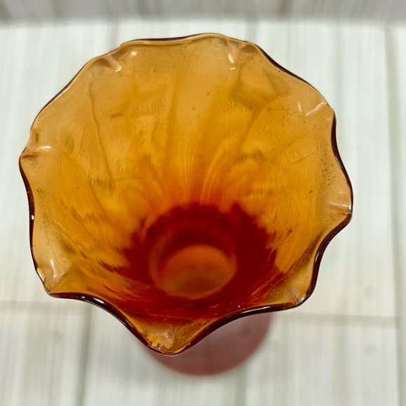 Vintage Bud Vase National Potteries Co Art Glass Orange And Clear 8.25" - Picture 3 of 6